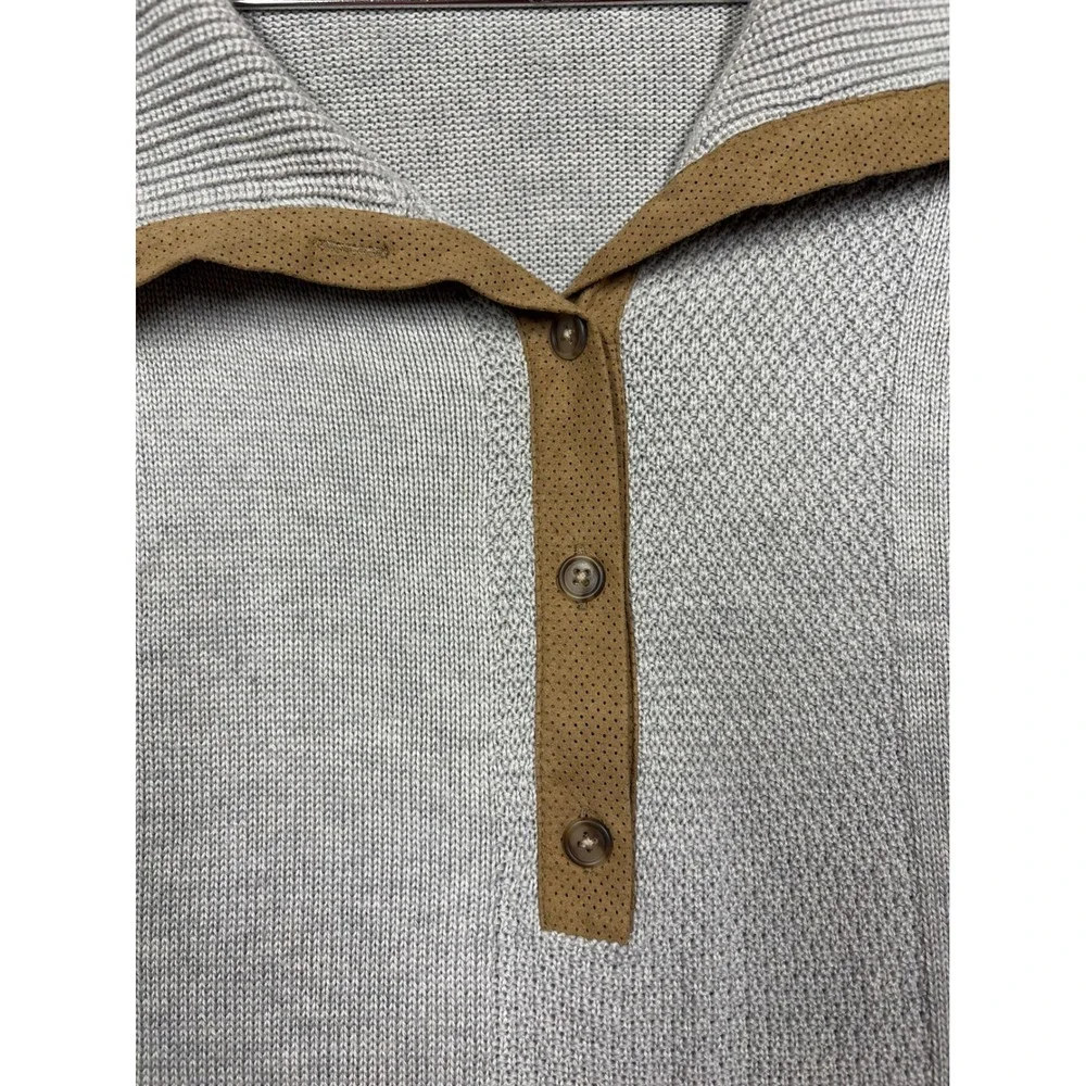 Peter Millar Sweater Womens L Beige Silk Cashmere Knit Polo Short Sleeve Luxury
